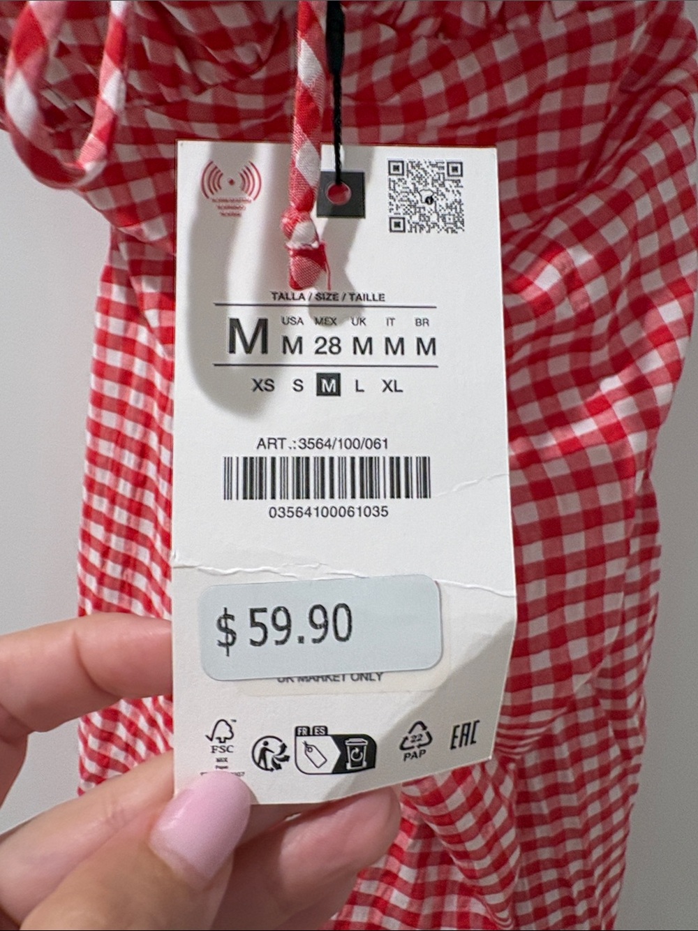 Zara Red and White Gingham Dress - Picture 3 of 5